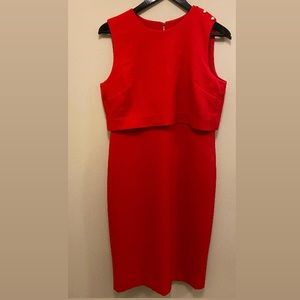 Ann Taylor Red Pearl Shoulder Dress